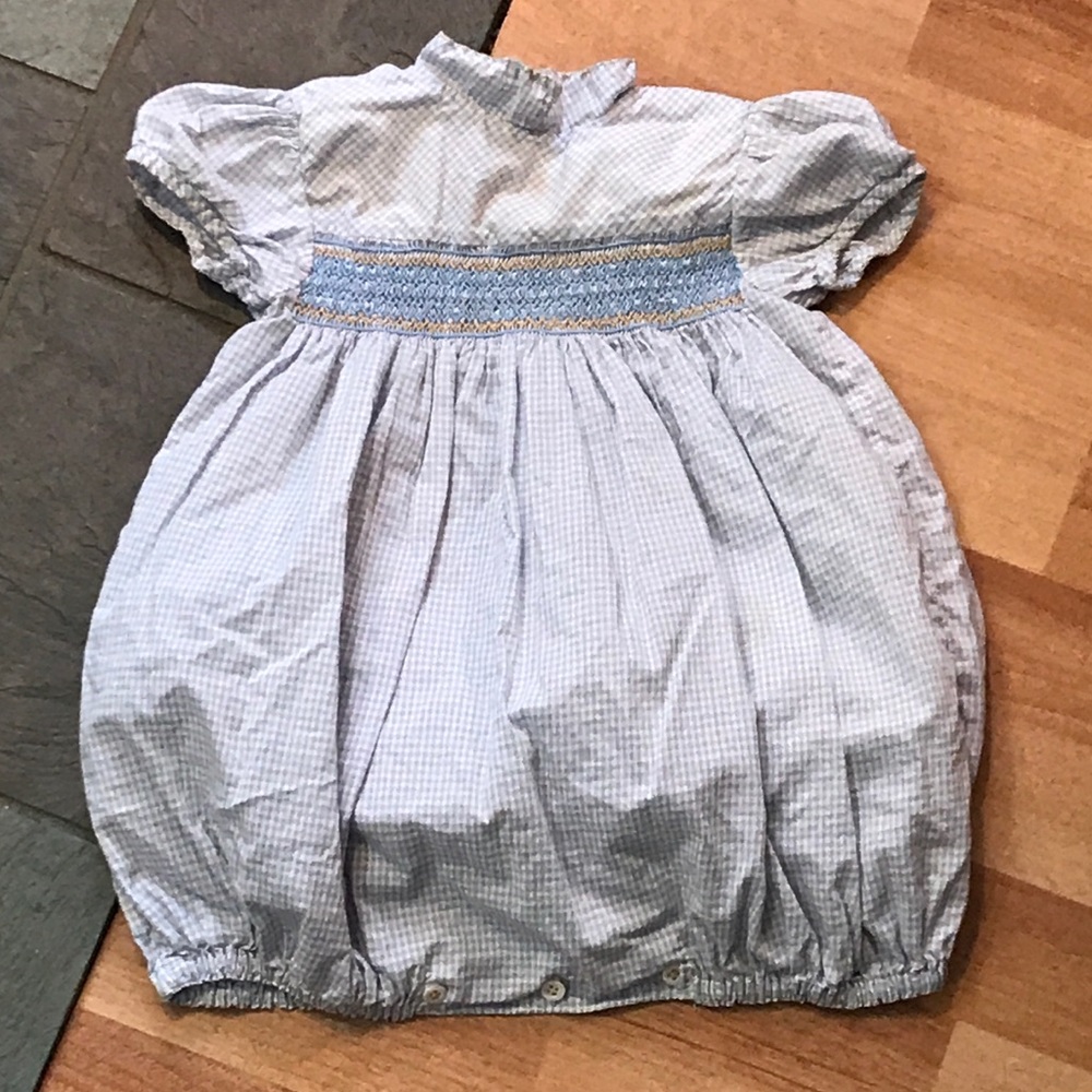 12 Month Girls Smocked Gingham Romper